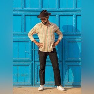 Multicolor Striped Casual Button-Down Shirt - Men's